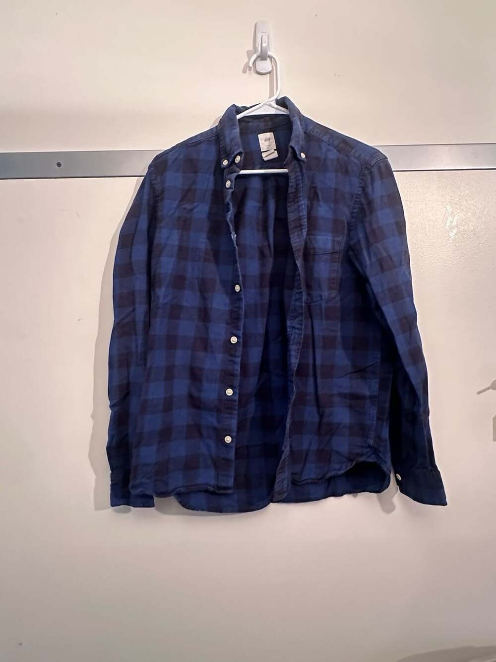 H&M Button-Up Flannel Shirt Blue Black Buffalo Plaid
